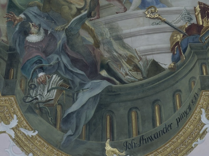 L'eretico sconfitto da Agostino: affresco di Johann Anwander a Munnerstadt