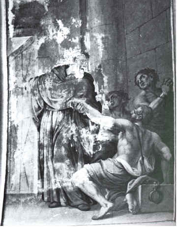 Agostino salva un prigioniero, affresco a Rattenberg