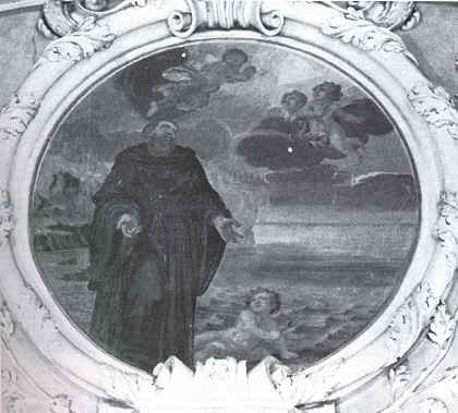 Agostino incontra il Bambin Gesù sulla spiaggia affresco a Rattenberg