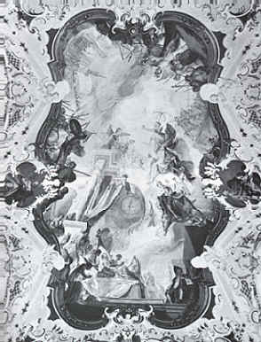Agostino davanti all'imperatore Carlo VII, affresco di Matthaus Gunther nella chiesa agostiniana della Natività di Maria a Rottenbuch