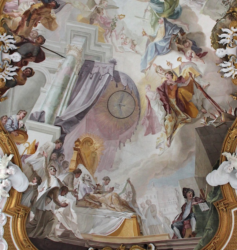 La morte di Agostino, affresco di Matthaus Gunther nella chiesa agostiniana della Natività di Maria a Rottenbuch