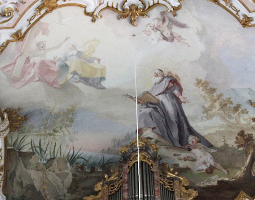 Agostino incontra un bambino sulla spiaggia, affresco di Matthaus Gunther nella chiesa agostiniana della Natività di Maria a Rottenbuch