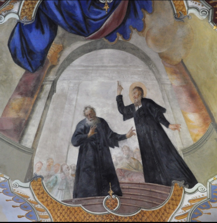 Agostino discute con un eretico: affresco di Johann Zick a Schussenried
