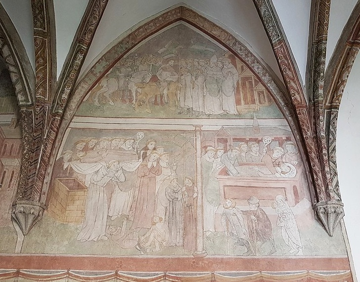 Una lunetta del ciclo nel chiostro del monastero di Trebon