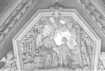 Monica insegna ad Agostino il nome di Gesù, nel ciclo di affreschi agostiniano di Vela alla Valletta a Malta
