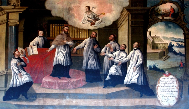 Agostino consegna la sua regola ai Canonici