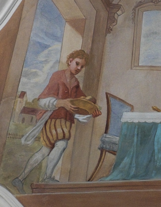 Agostino lava i piedi al Cristo pellegrino