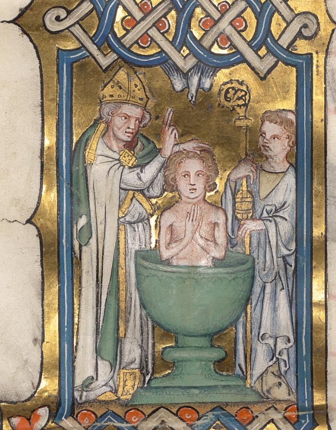 Ciclo di miniature di Agostino nel Graduale di Wettingen: Il battesimo di Agostino