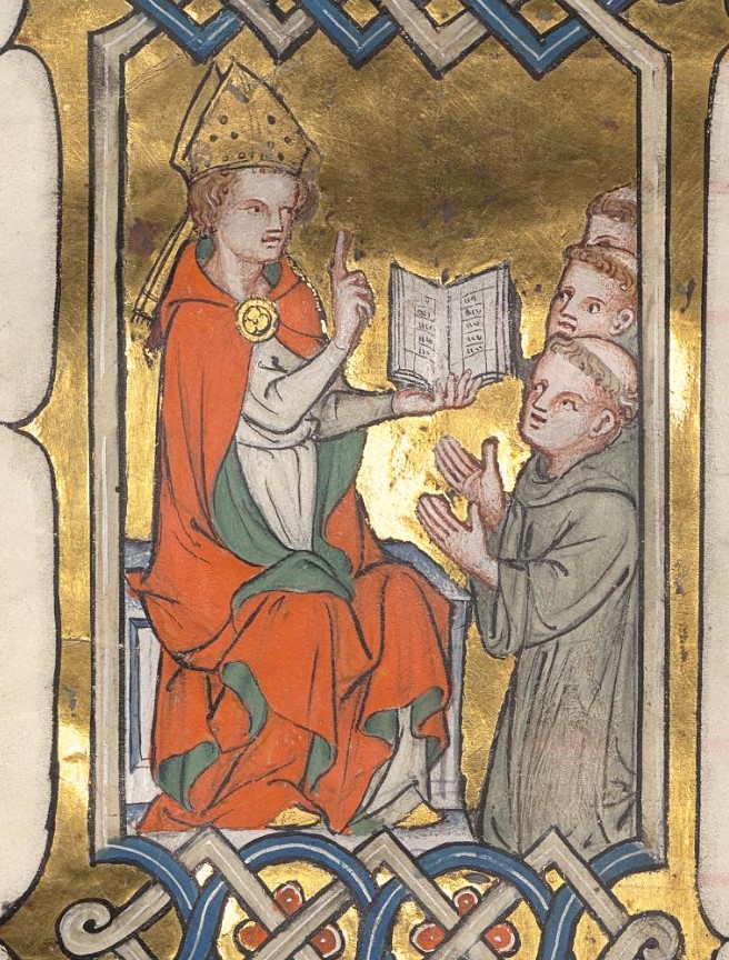 Ciclo di miniature di Agostino nel Graduale di Wettingen: Agostino consegna la regola ai monaci