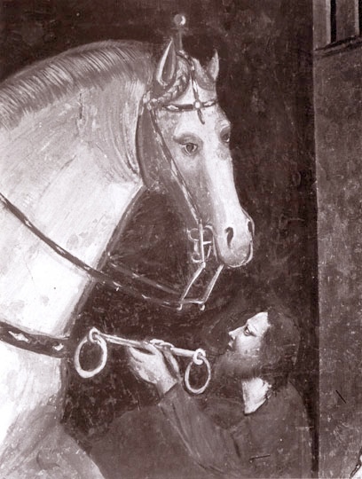 Agostino da morto libera un prigioniero, affresco nella chiesa agostiniana di Fabriano