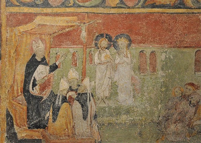 Agostino propugna la verit e confuta gli eretici: affresco a Llu nella chiesa di santa Maria