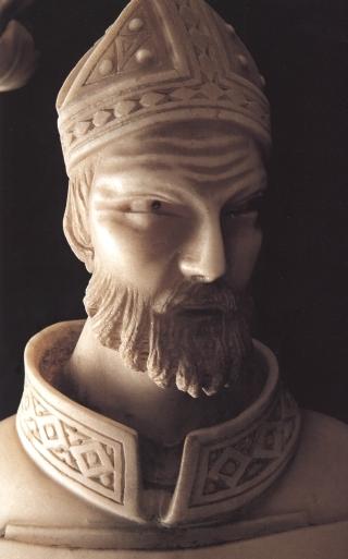 Il vescovo Ambrogio di Milano nella rappresentazione dell'Arca di sant'Agostino in san Pietro in Ciel d'Oro a Pavia