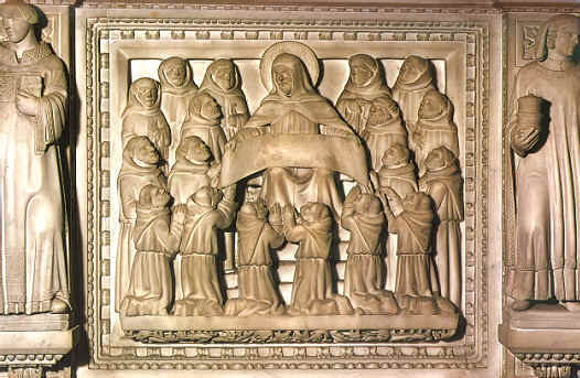 Agostino consegna la Regola ai suoi monaci, pannello dell'Arca di sant'Agostino in san Pietro in Ciel d'Oro a Pavia