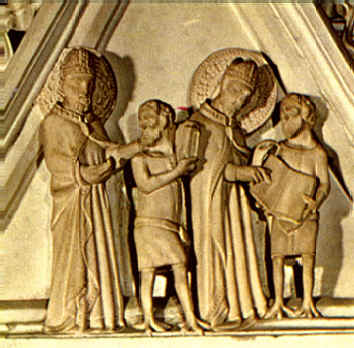 Agostino e il libro dei vizi, pannello dell'Arca di sant'Agostino in san Pietro in Ciel d'Oro a Pavia