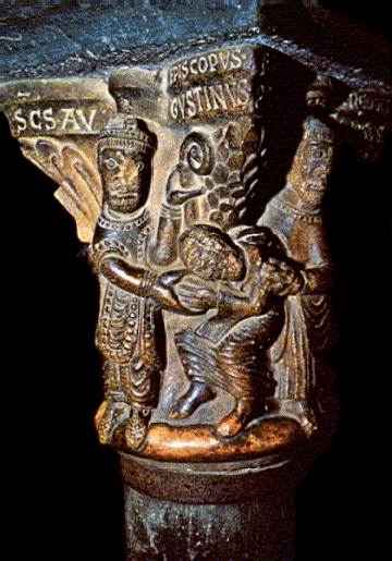 Sant'Agostino benedice il priore Arnolfo, chiostro di sant'Orso ad Aosta