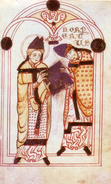Agostino consegna la regola a Norberto