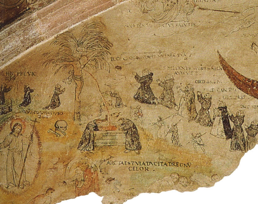 La nave agostiniana e la gloria del santo: particolare del torchio mistico