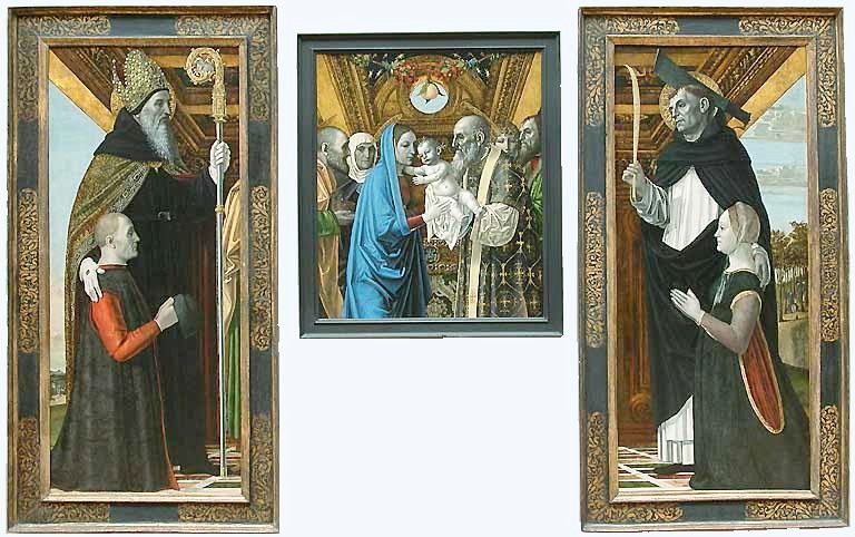 La pala del Bergognone ricostruita con i tre pannelli