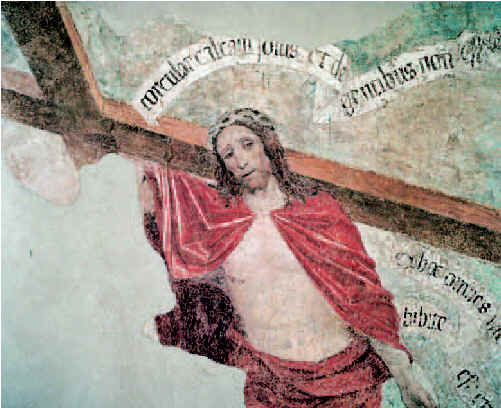 La regalit di Cristo. Particolare del Cristo sotto il torchio la cui leva ha forma di croce