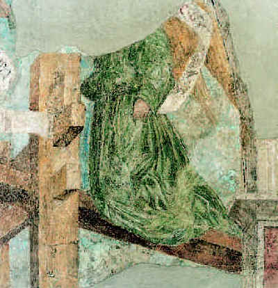 L'angelo inginocchiato sulla leva/croce del Torchio