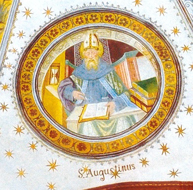 Sant'Agostino vescovo e Dottore della Chiesa nell'affresco del Battistero di Baveno