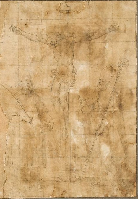 Cristo crocifisso, con S. Stefano e S. Agostino