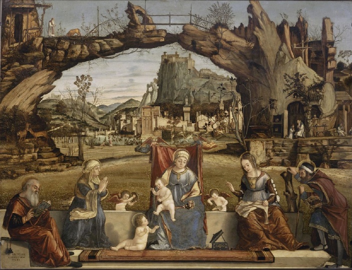 Agostino, la Vergine e santi