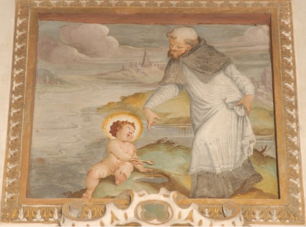 Agostino e il bambino sulla spiaggia
