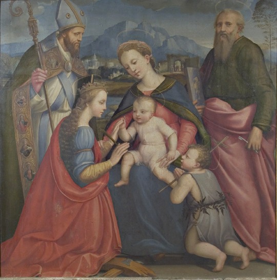 Matrimonio mistico di santa Caterina d'Alessandria con Agostino e santi