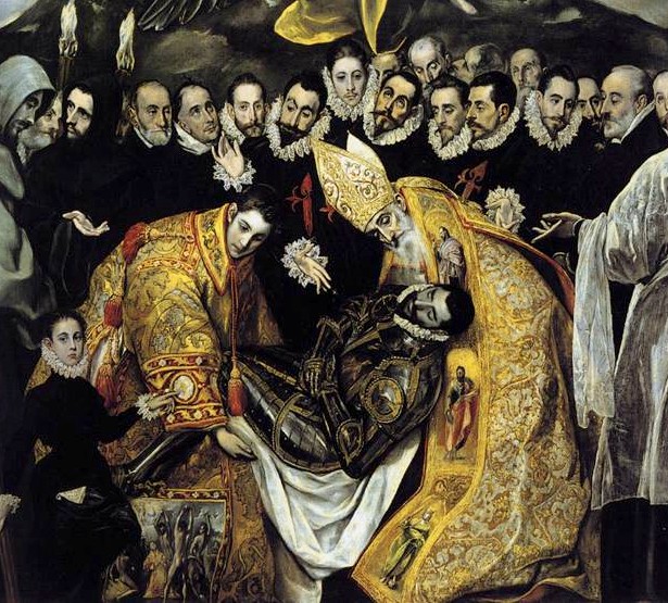 Sepoltura del Conte di Orgaz: Agostino si china sul conte di El Greco