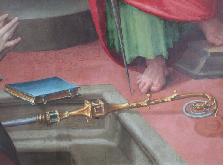Particolare degli attributi episcopali di Agostino