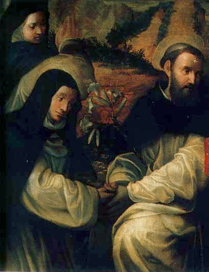 Particolare della Professione della beata Diana di Andalò nelle mani di San Domenico