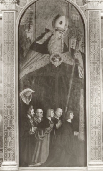 Sant'Agostino presenta dei donatori