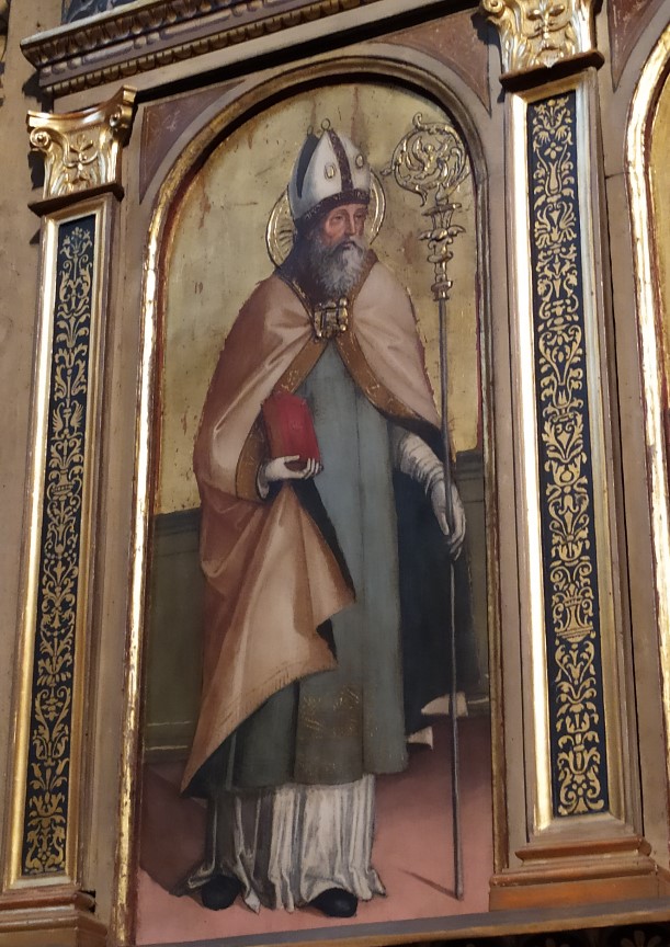S. Agostino, la Vergine in trono e sant'Ambrogio: particolare di Agostino 