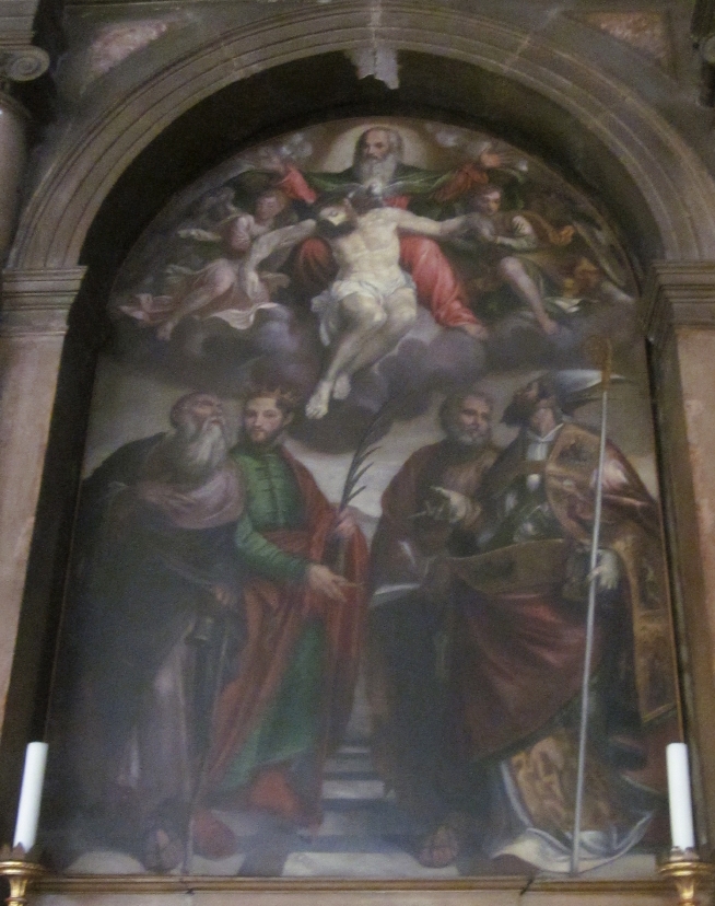 La Trinità con i santi Antonio Abate, Luigi re di Francia, Pietro ed Agostino