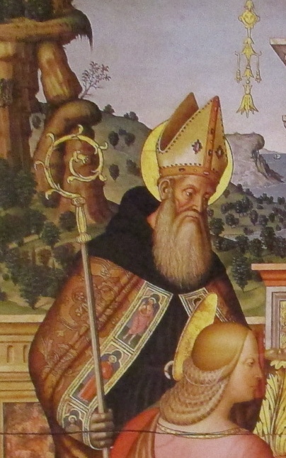 Particolare di sant'Agostino dalla Vergine in trono, Agostino e santi di Marchisiano