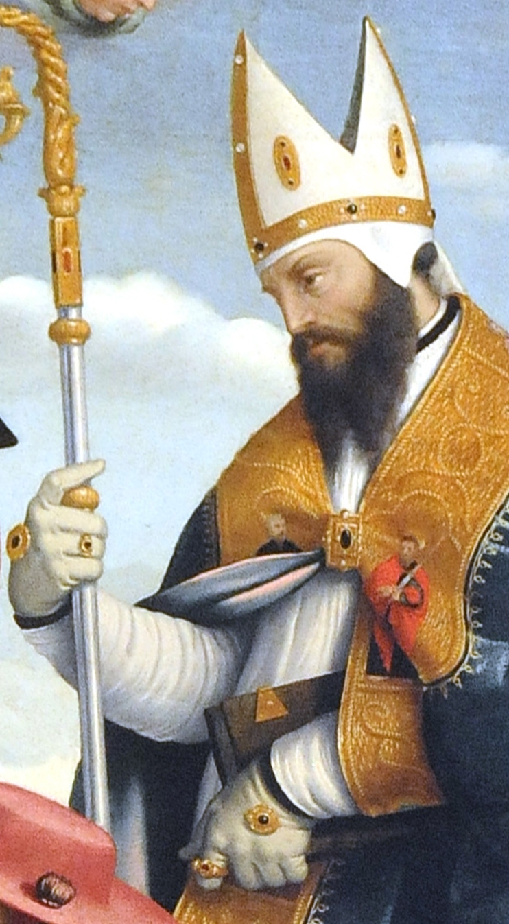 Immacolata Concezione con i santi Gregorio Magno, Anselmo, Agostino e Girolamo: Particolare del volto di Agostino