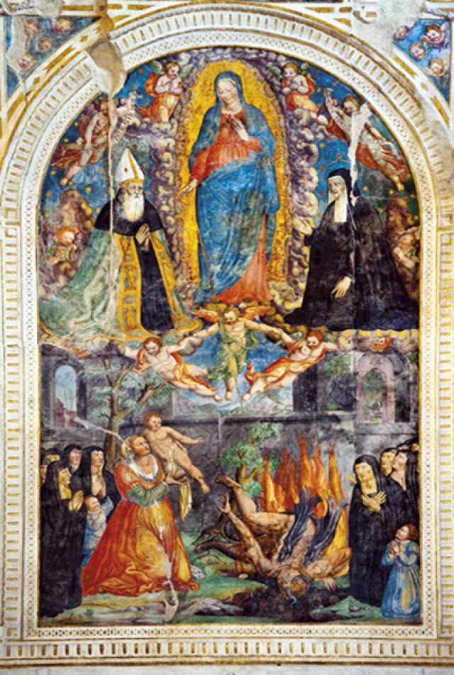 La Vergine, Agostino, Rita, santi e le anime del purgatorio