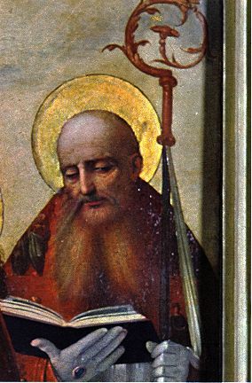 Particolare del viso di Agostino ai piedi della Croce di Giovan Battista Benvenuti detto l'Ortolano