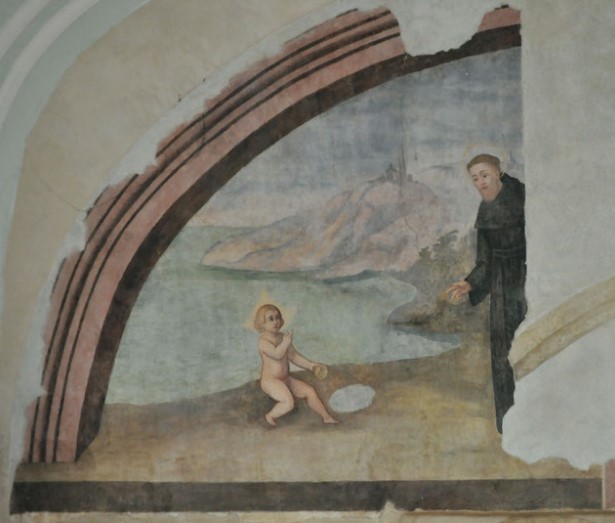 Agostino e il bambino sulla spiaggia