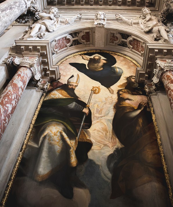 Padre Eterno in gloria con i santi Agostino, Lorenzo e sante