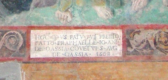 Il cartiglio in basso all'affresco