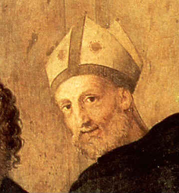 Madonna col Baldacchino: particolare di sant'Agostino