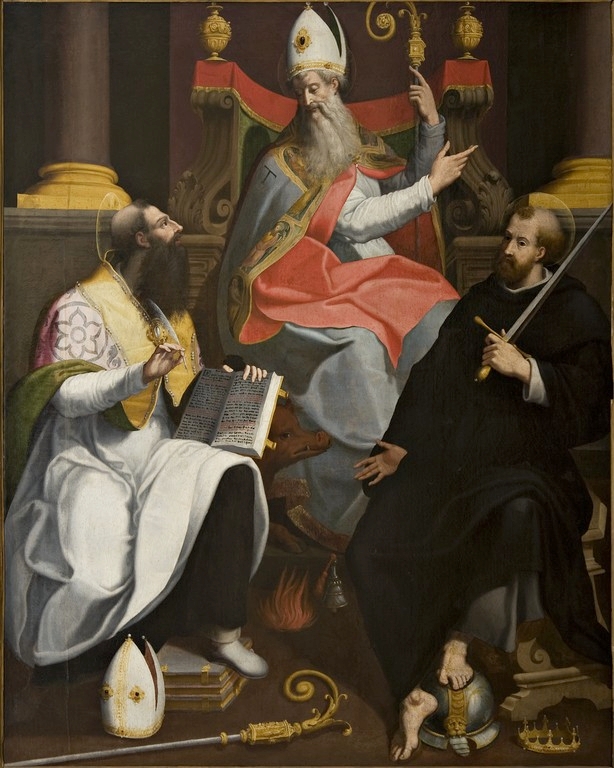 Sant'Antonio Abate in trono fra i santi Agostino e Guglielmo d'Aquitania