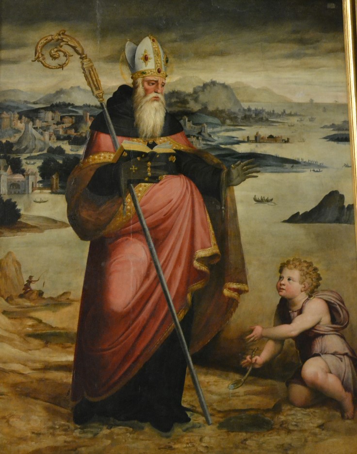 Agostino e il bambino sulla spiaggia
