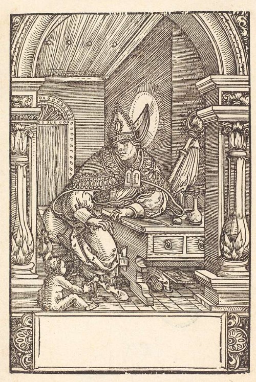 Agostino allo scrittoio e il bambino