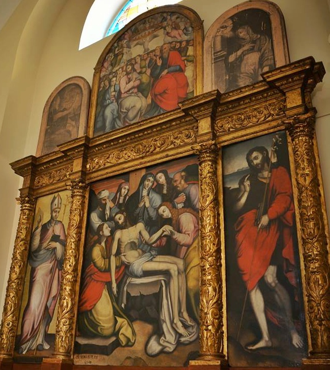 Deposizione di Cristo con i santi Agostino e Giovanni Battista