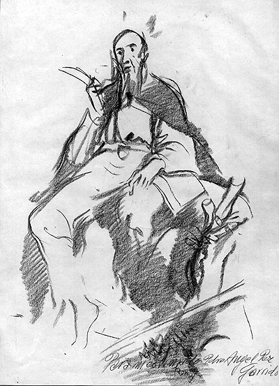 Agostino vescovo e Dottore della Chiesa di Juan Barba a Marcilla: disegno preparatorio dell'opera