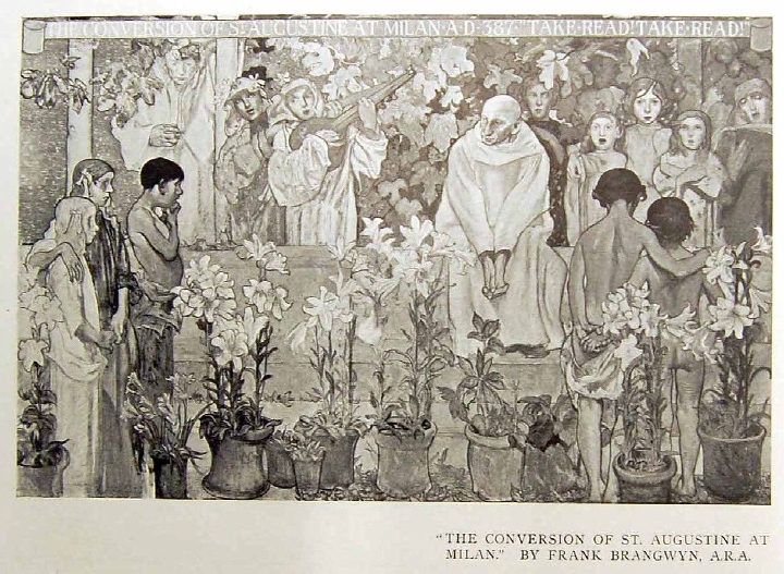 La conversione di sant'Agostino a Milano di Frank Brangwyn