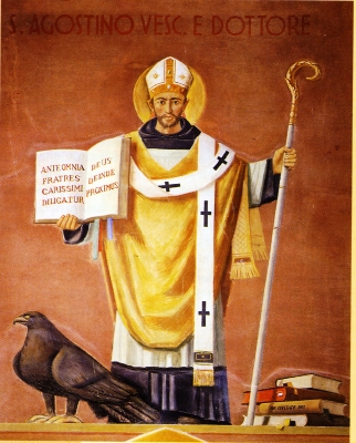 Sant'Agostino vescovo e Dottore della Chiesa consegna la Regola
